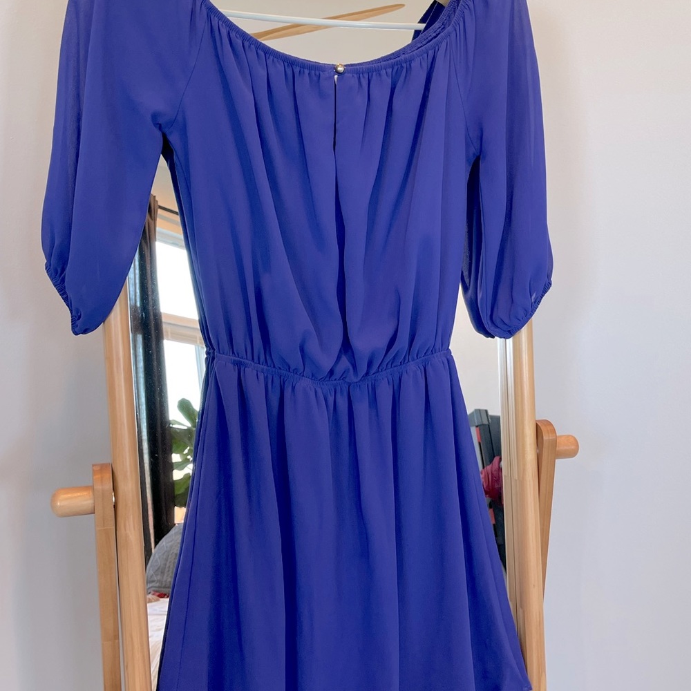Alya blue off the shoulder cinched waist dress size small